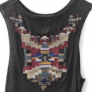 Chaser Black Tank Top with Colorful Embroidery